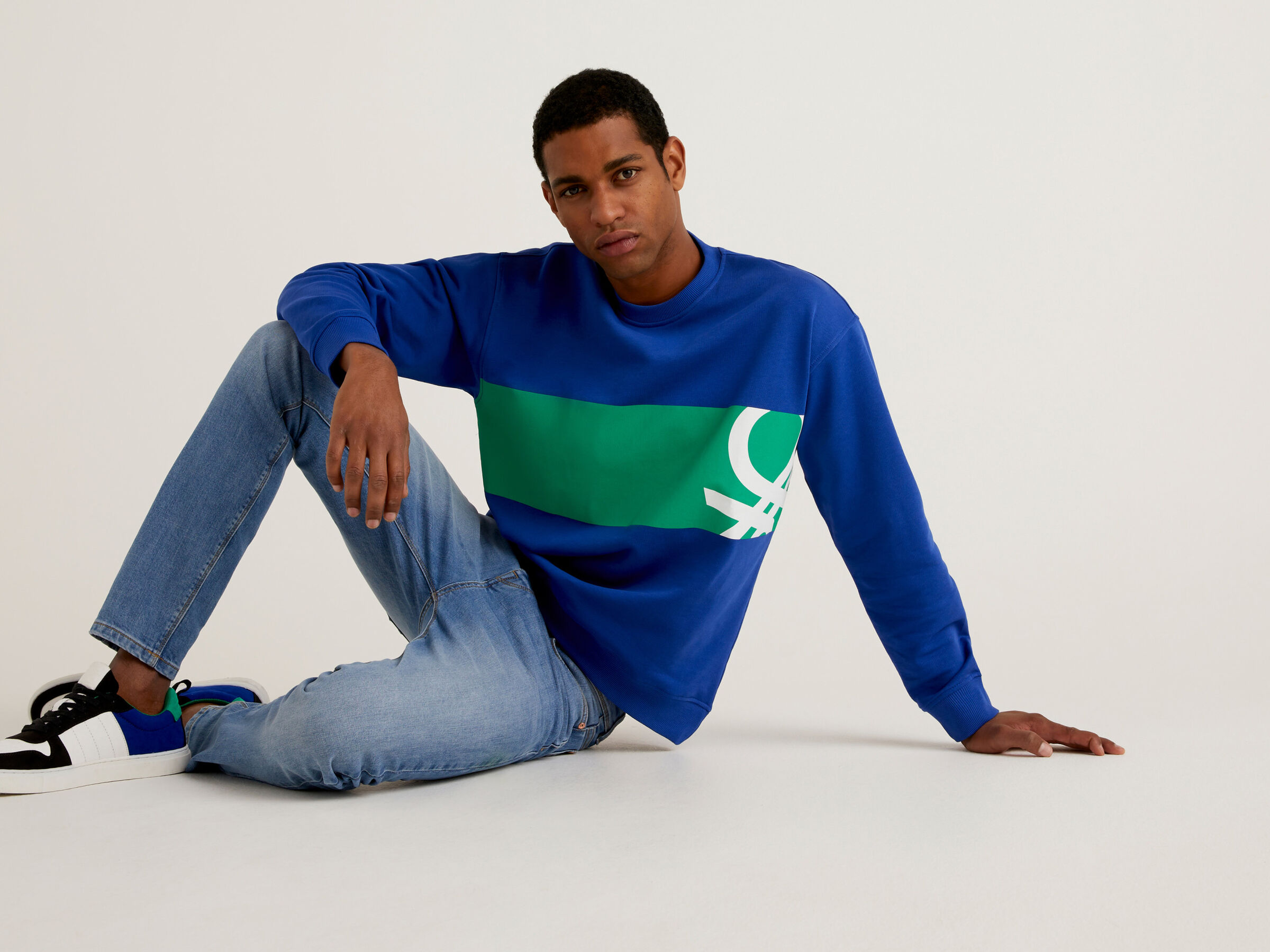 Crew neck sweatshirt with logo print image number 3
