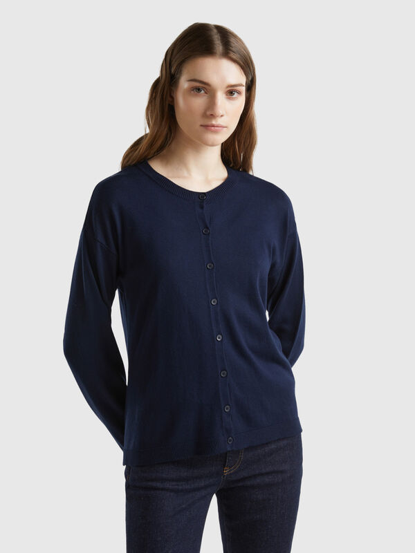 Crew neck cardigan with buttons Women