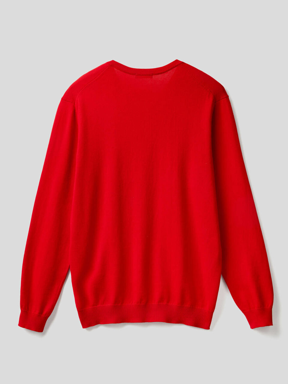 Pure cotton sweater with V-neck image number 2
