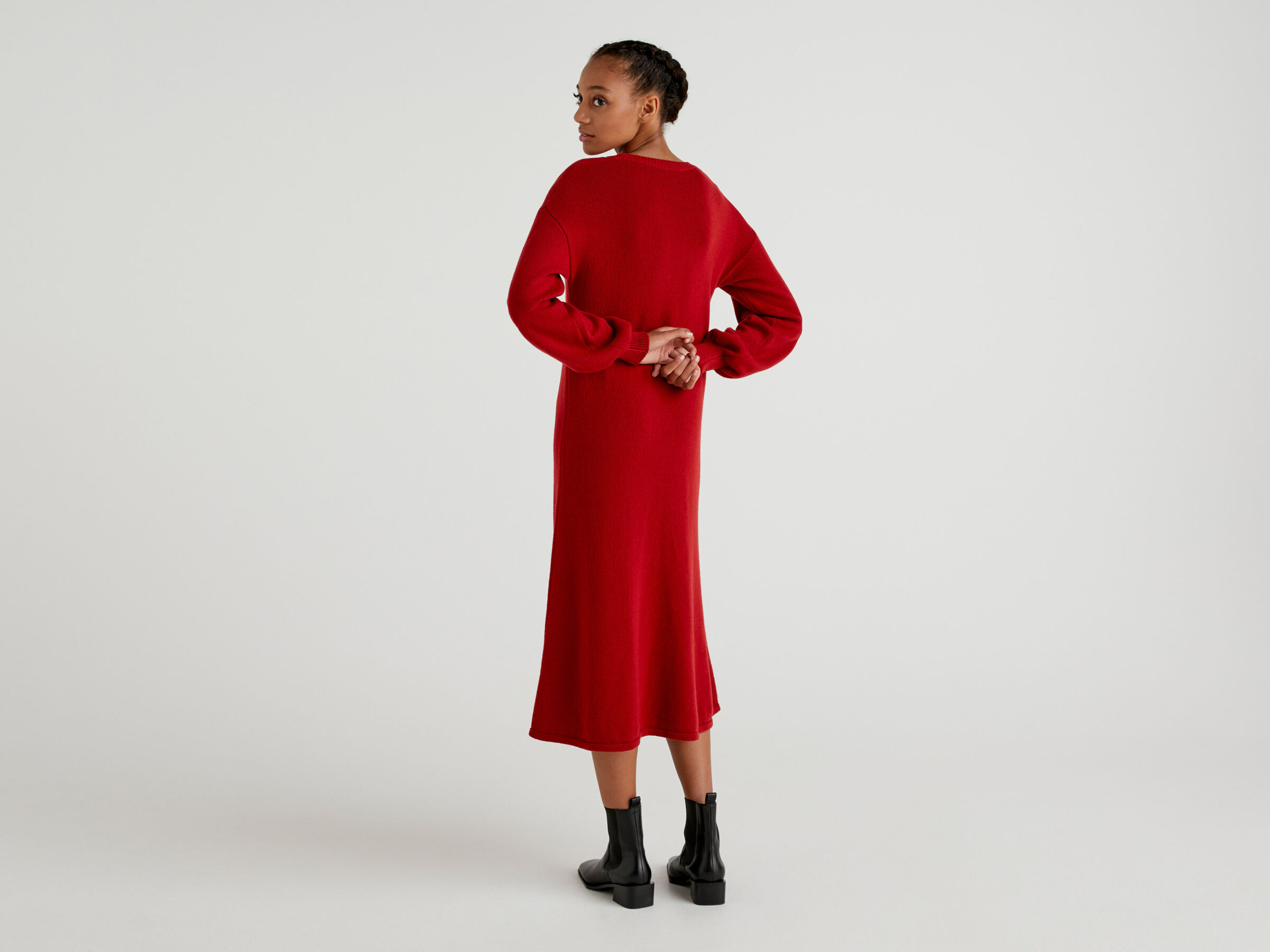 Midi knit dress in wool blend image number 2