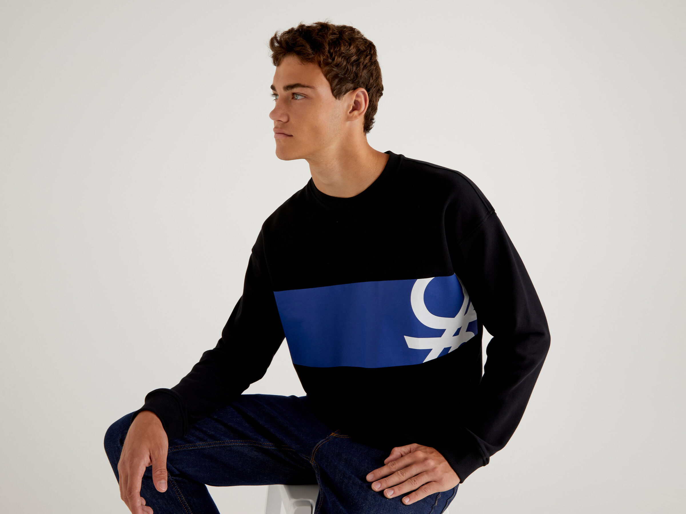 Crew neck sweatshirt with logo print image number 3