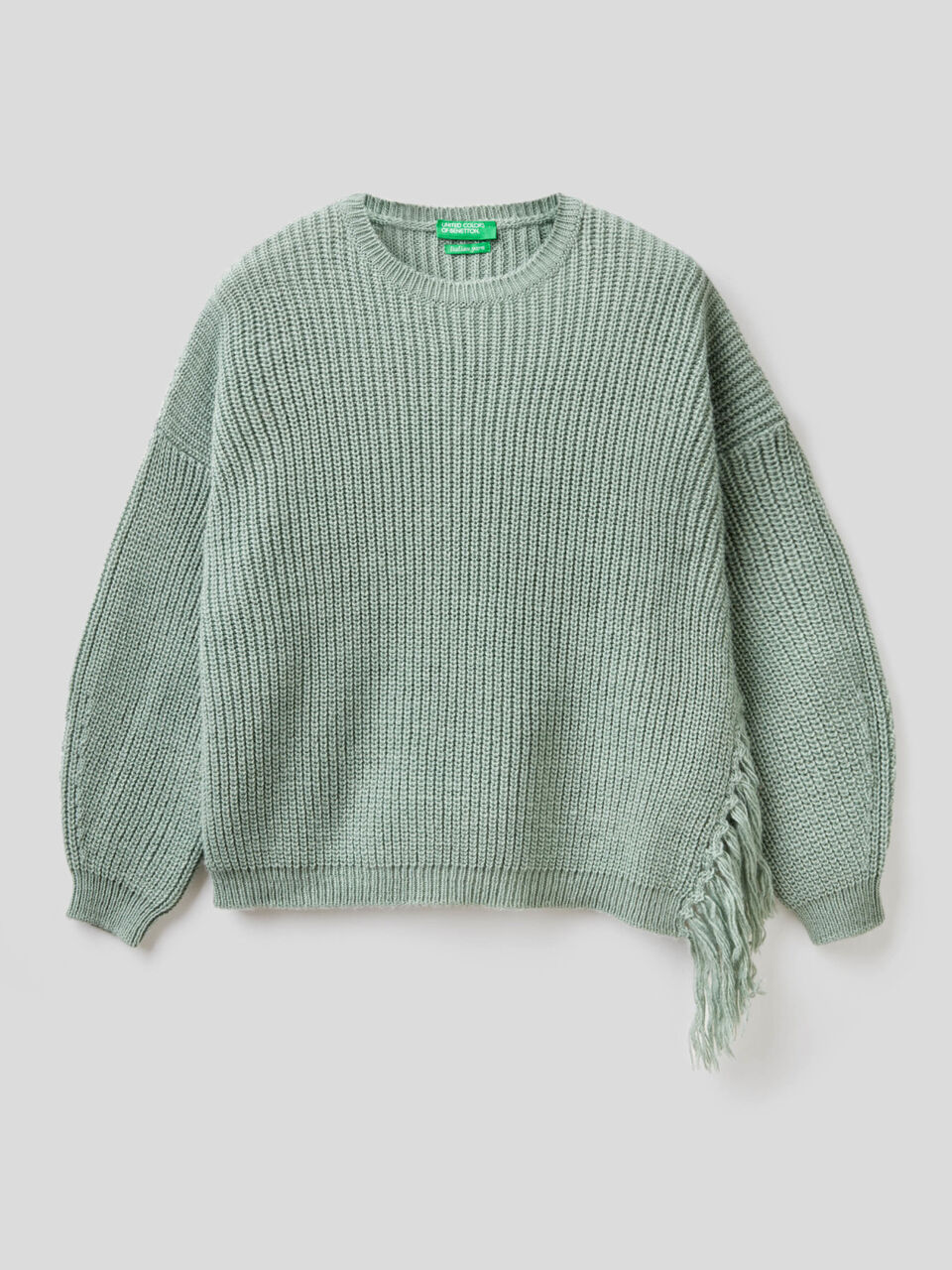 Sweater in wool blend with fringe image number 1