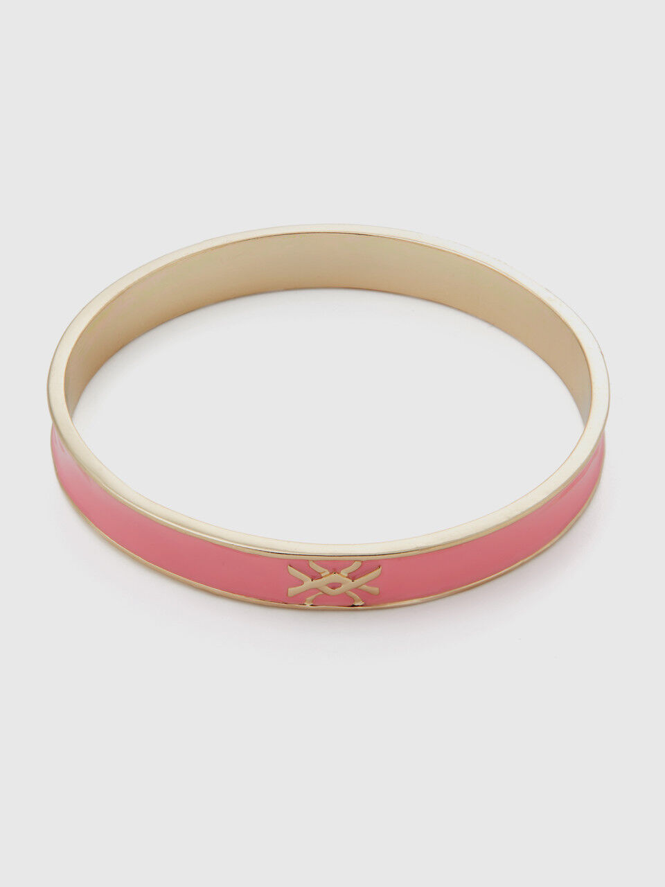 Pink bangle bracelet with logo