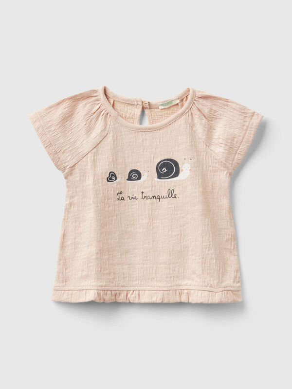 T-shirt with print and rouches New Born (0-18 months)
