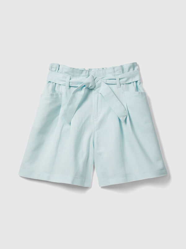 Paperbag bermudas in linen blend Junior Girl