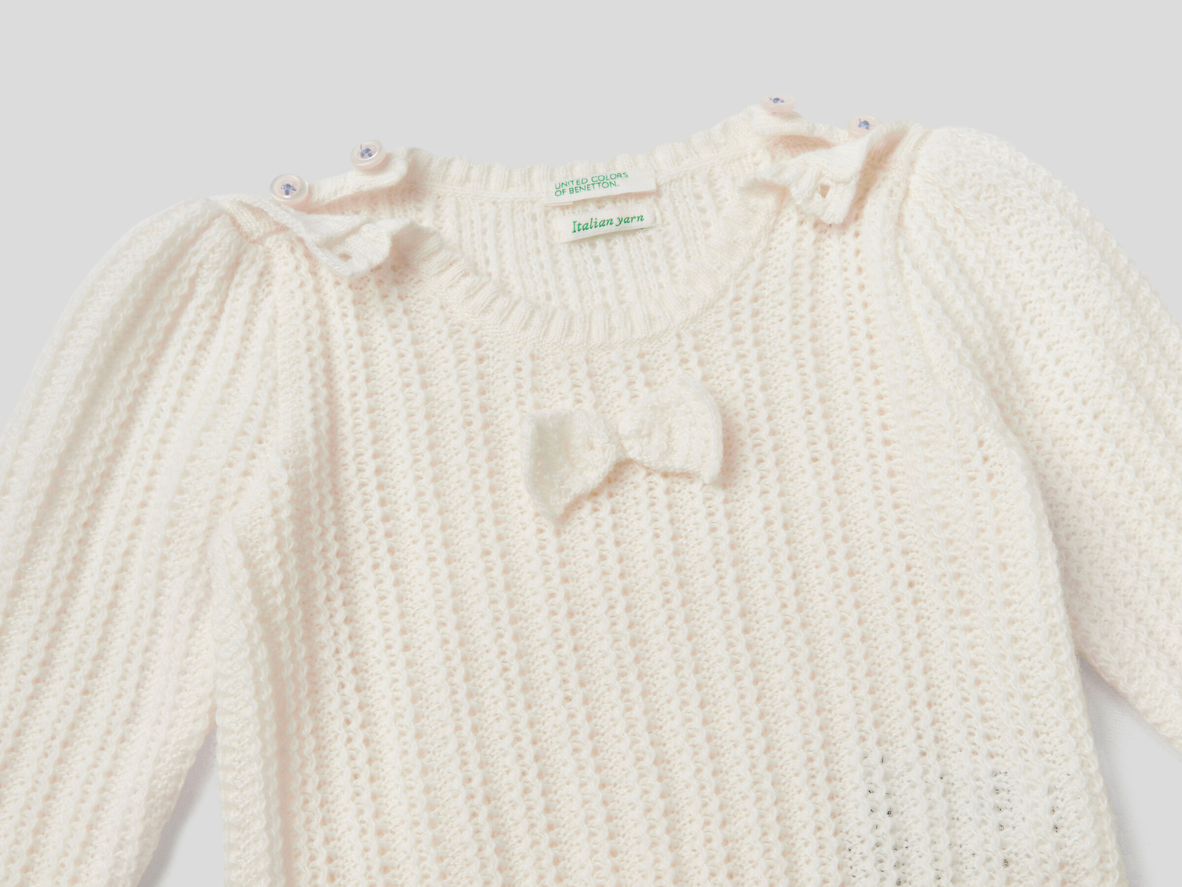 Sweater with bow in recycled wool blend image number 2
