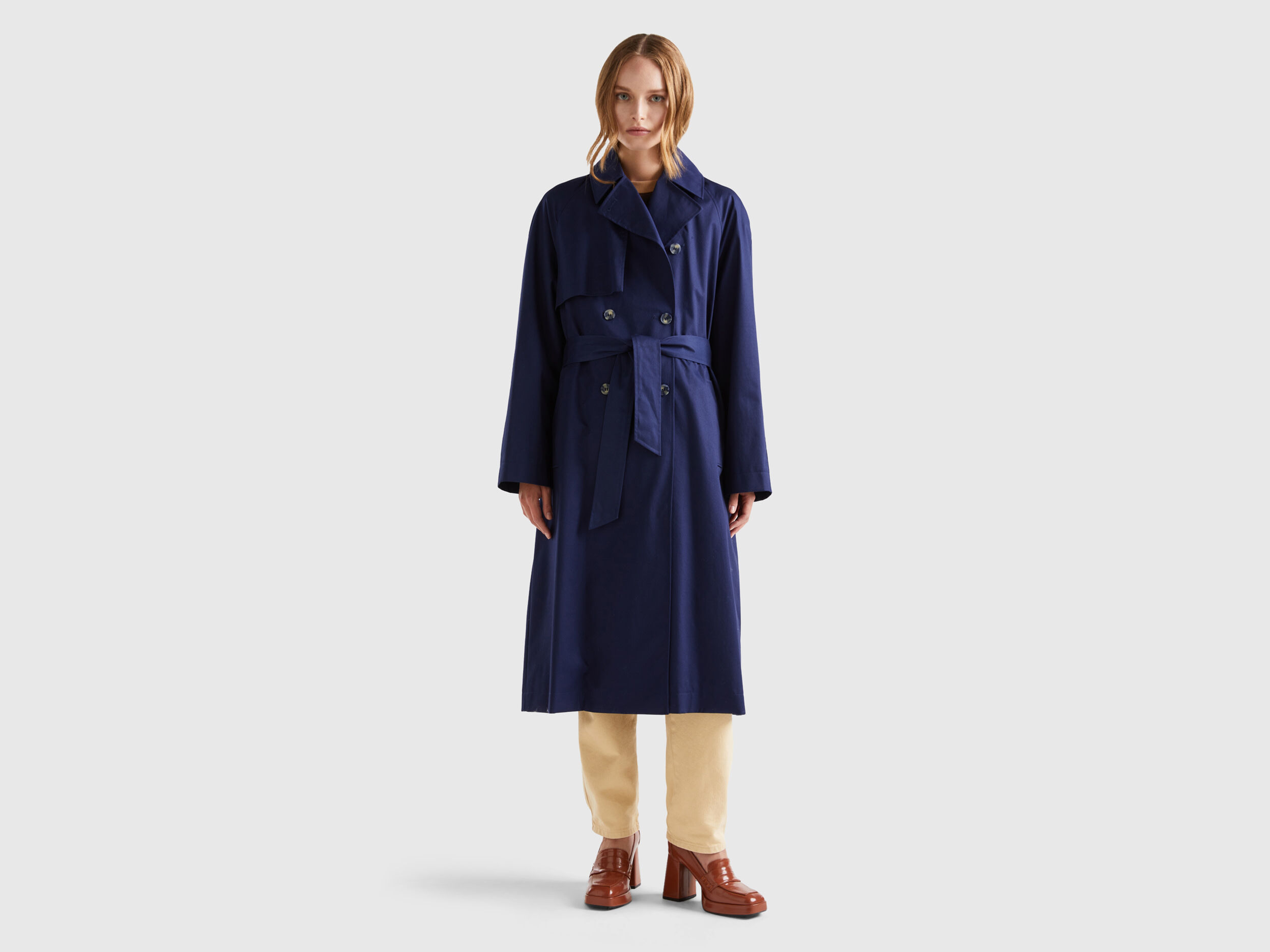 Navy blue outlet trench coat