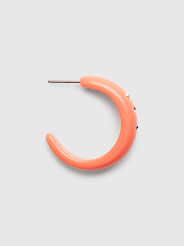 Pink hoop earrings with rhinestones and studs Women