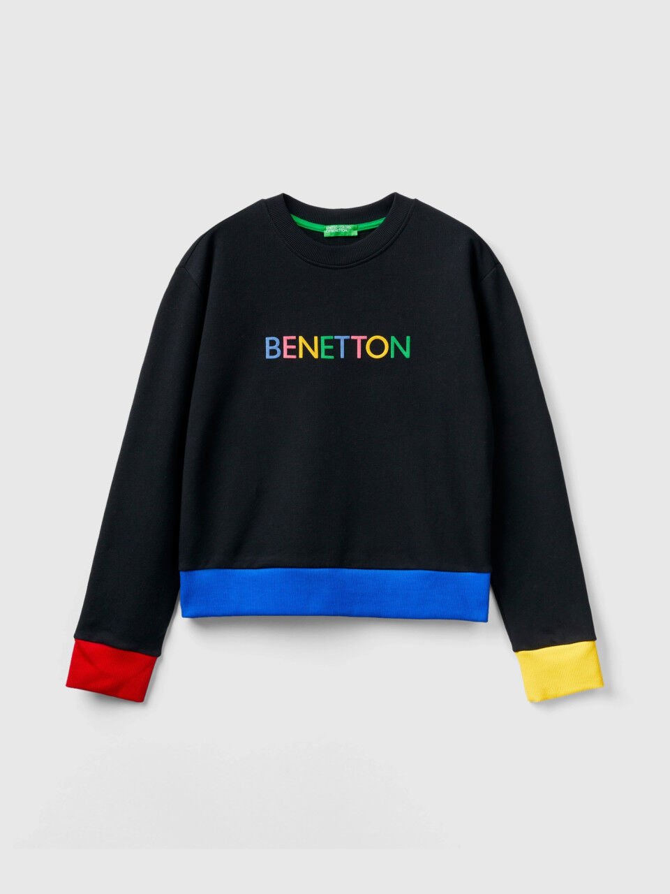Pullover sweatshirt with logo print Black Benetton