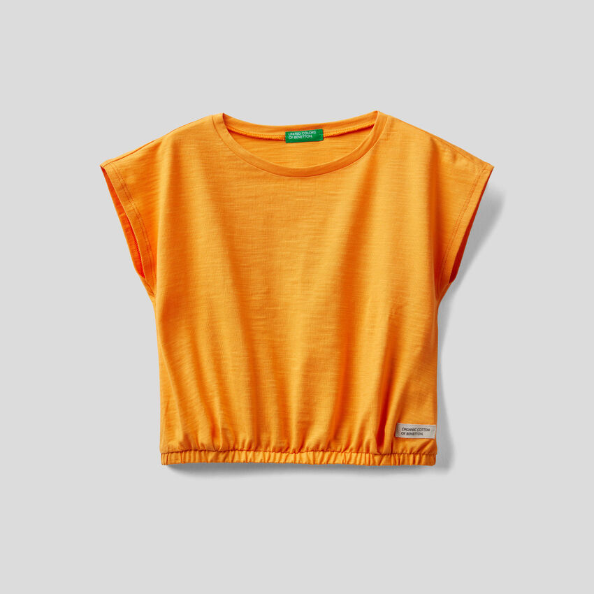 Cropped t-shirt in pure organic cotton