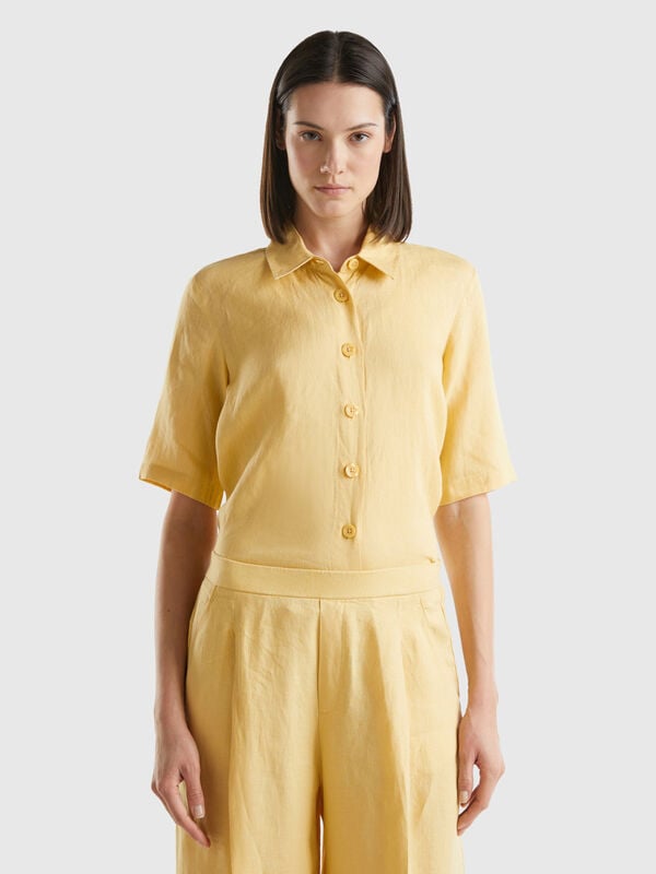 Short shirt in pure linen Women