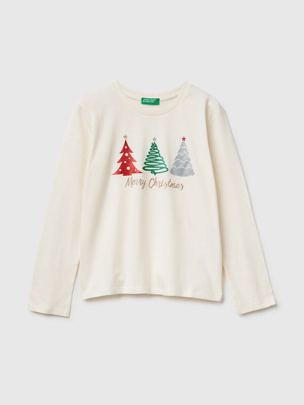 T-shirt with glittery print Junior Girl