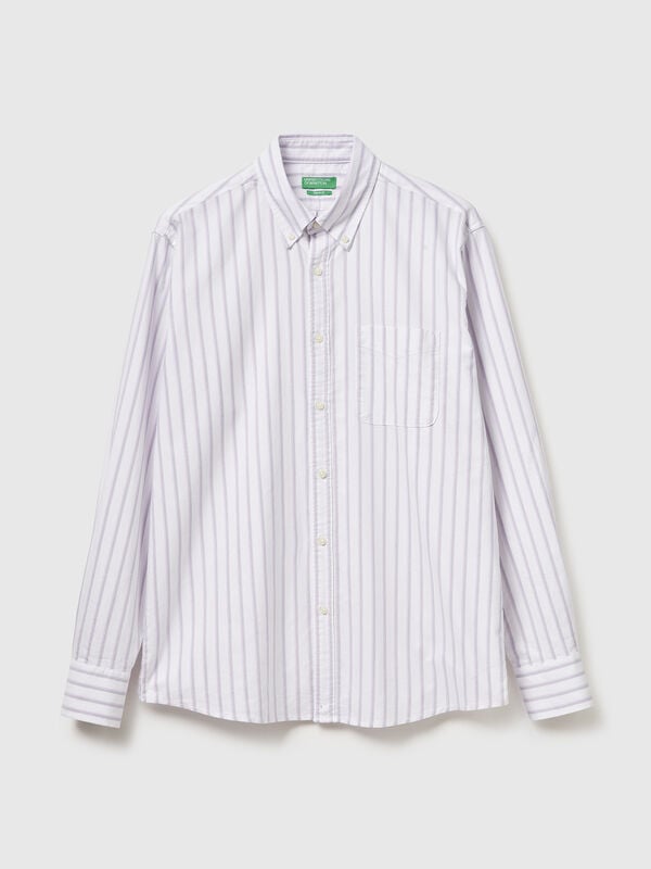 Striped regular fit button-down shirt Men
