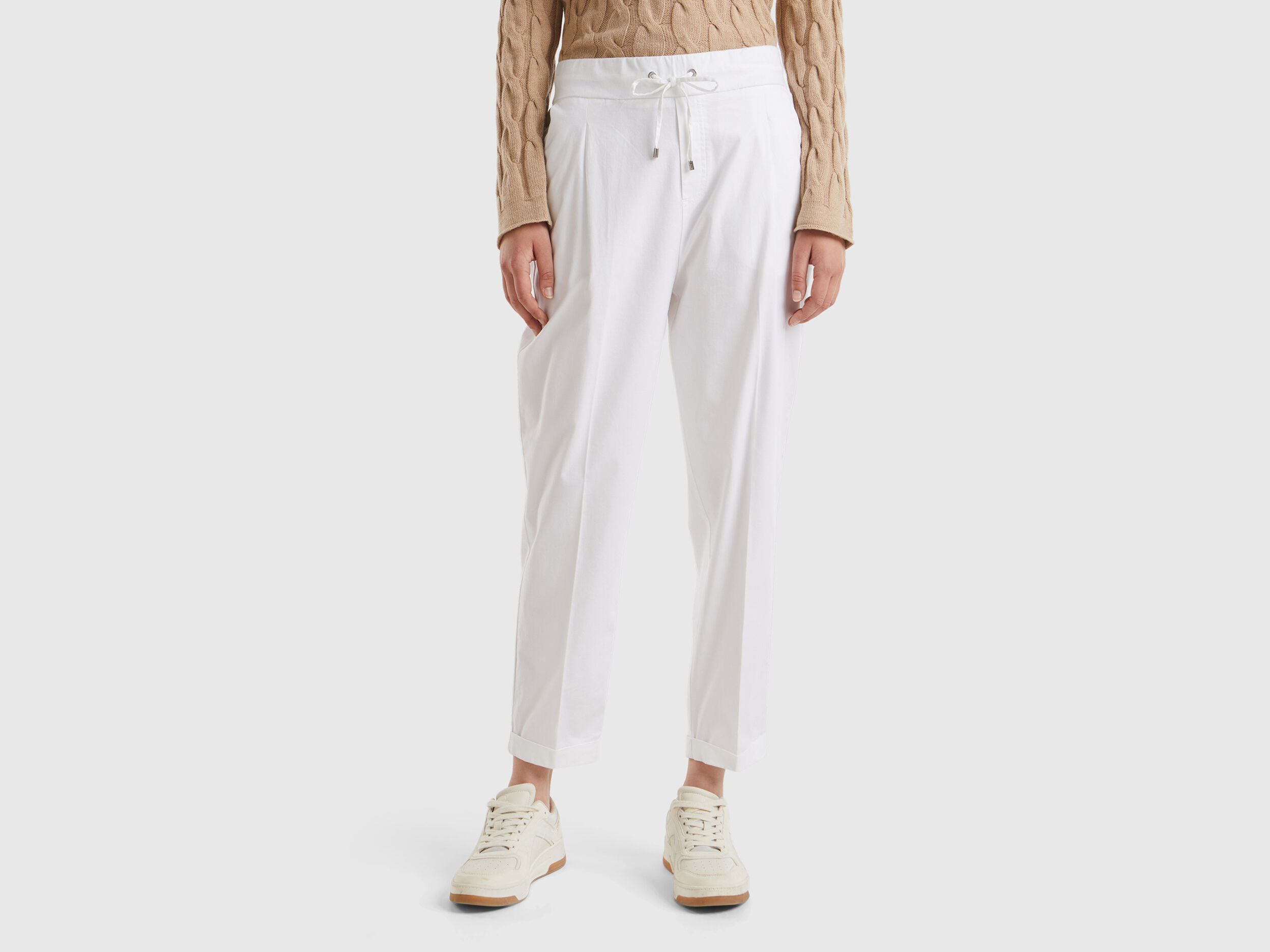 Joggers in stretch cotton White Benetton