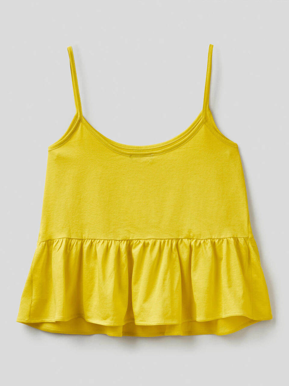 Top with shoulder straps with frill in 100% cotton image number 2
