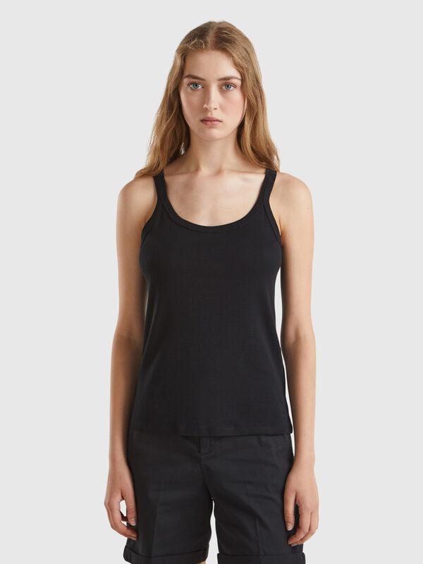 Black tank top in pure cotton Women