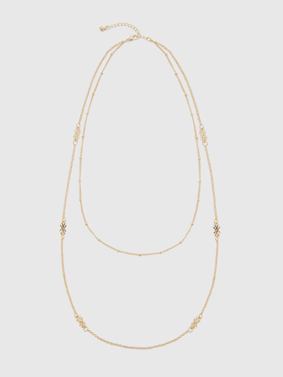Gold double chain necklace