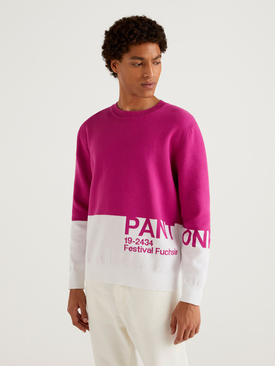 BenettonxPantone™ cyclamen color block sweater