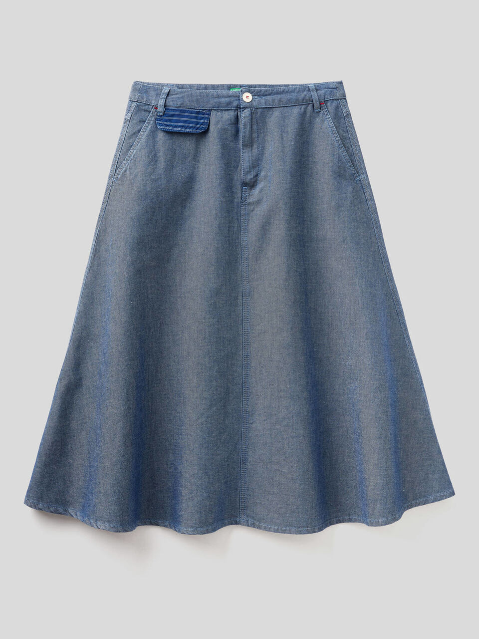 Midi skirt in cotton blend denim image number null