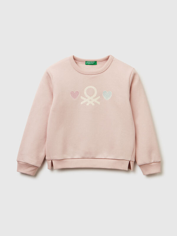 Pullover sweatshirt with glittery print Junior Girl