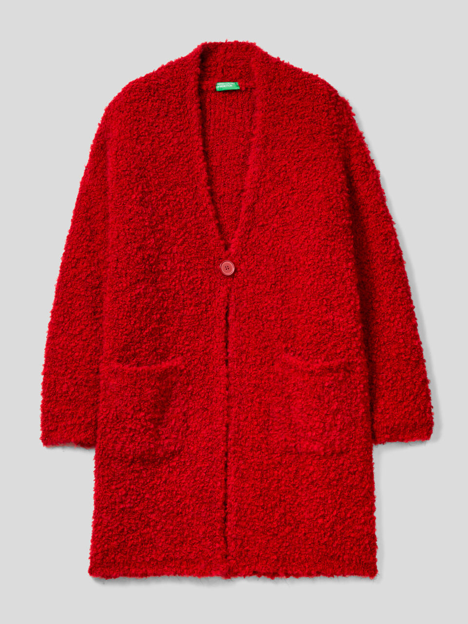 Maxi cardigan in bouclé wool blend image number 1