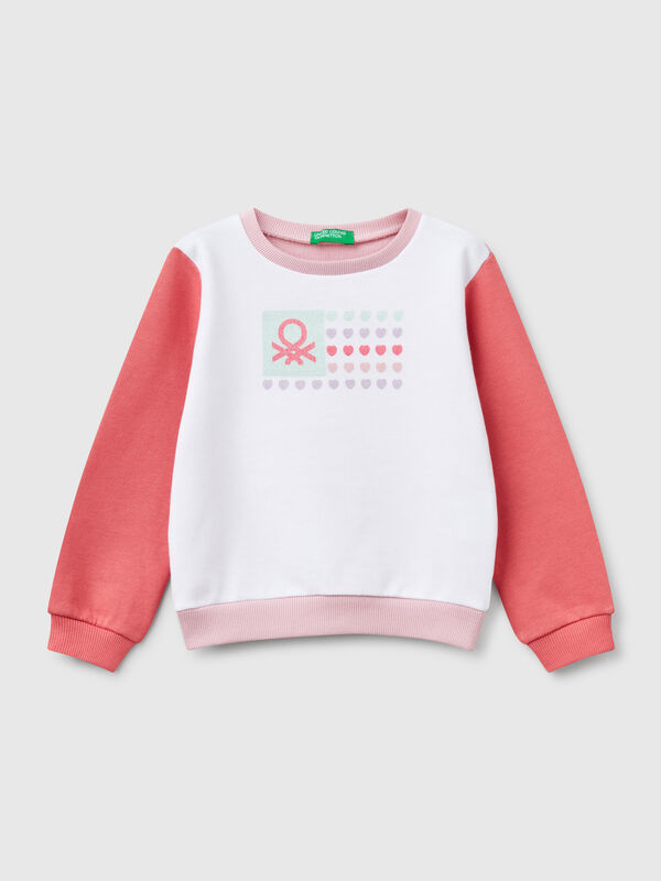 Sweatshirt in cotton with glittery print Junior Girl