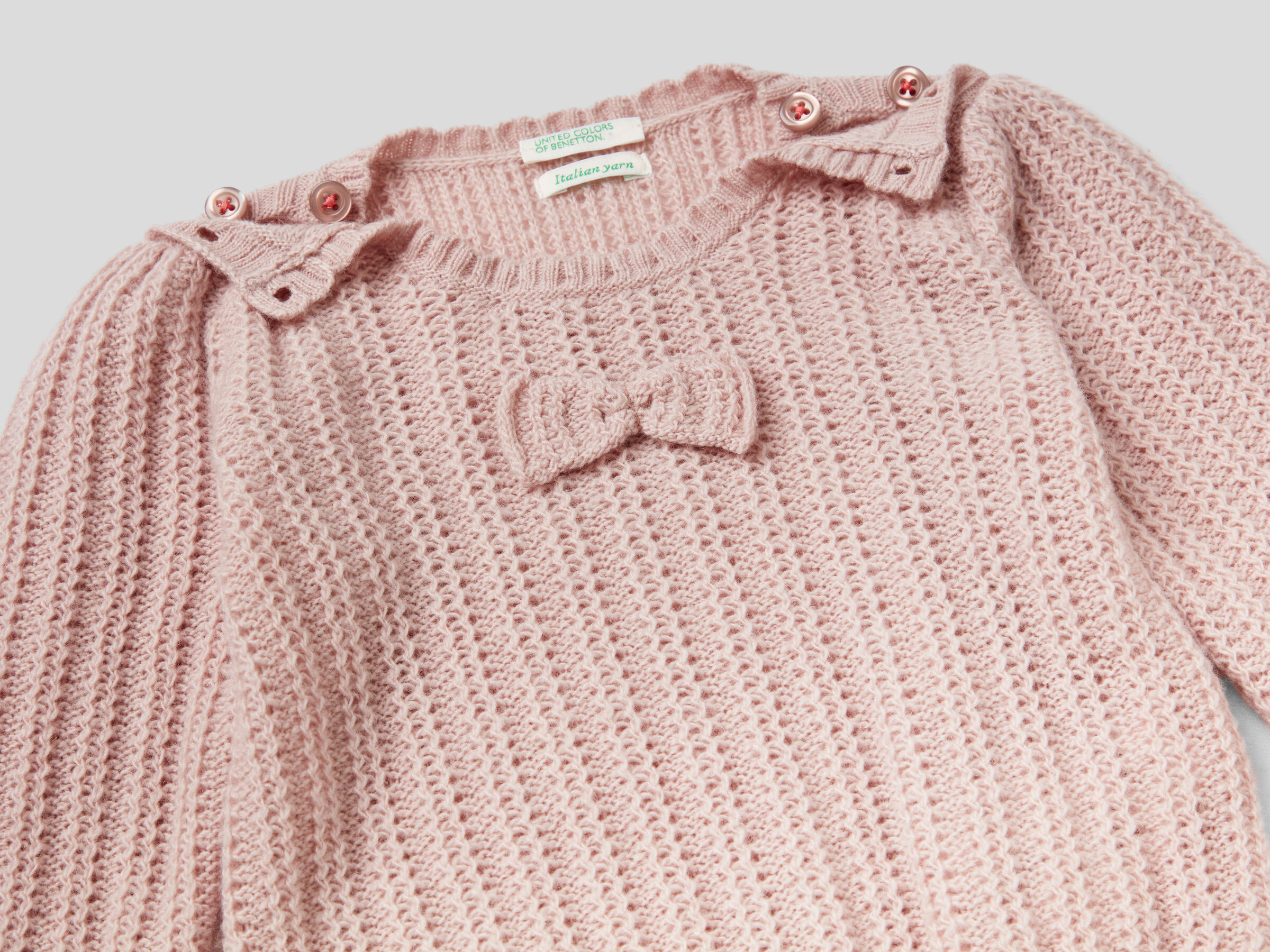 Sweater with bow in recycled wool blend image number 2