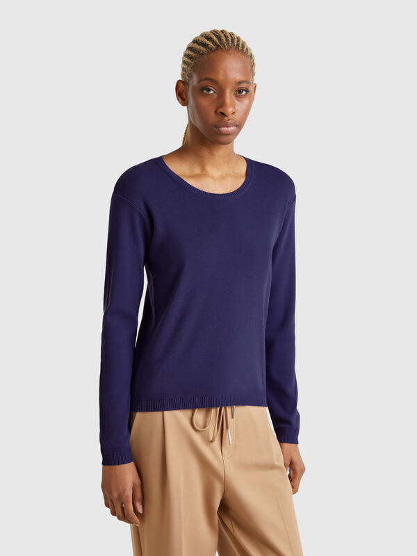 Crew neck sweater in pure cotton Women