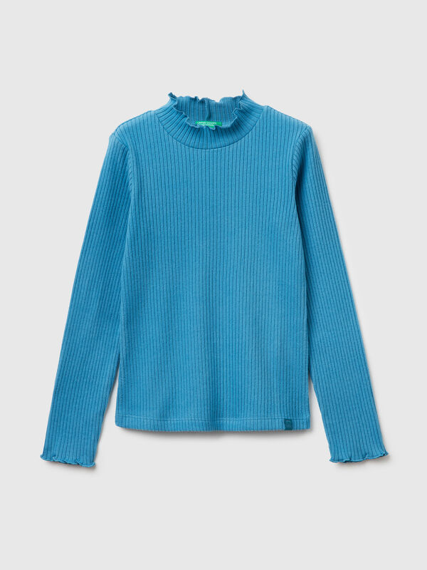 Turtleneck t-shirt in warm cotton blend Junior Girl