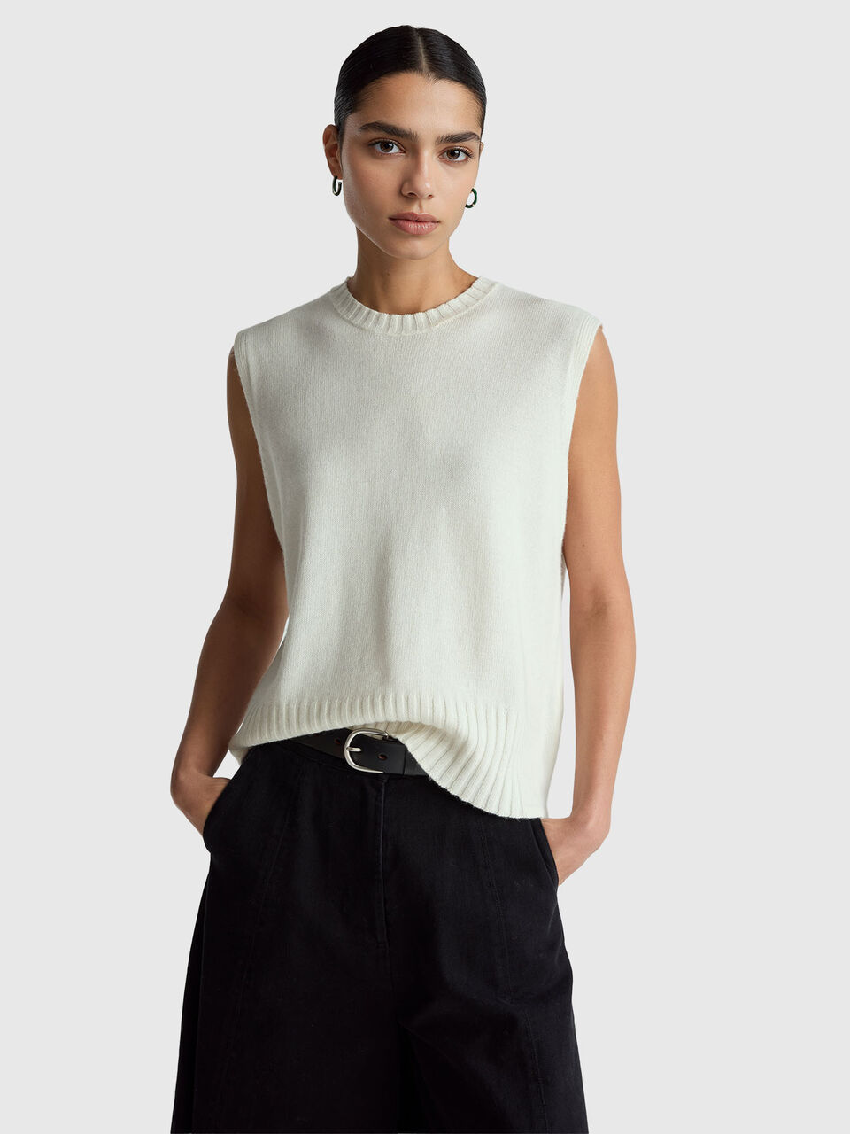 SLEEVELESS SWEATER Women image number null