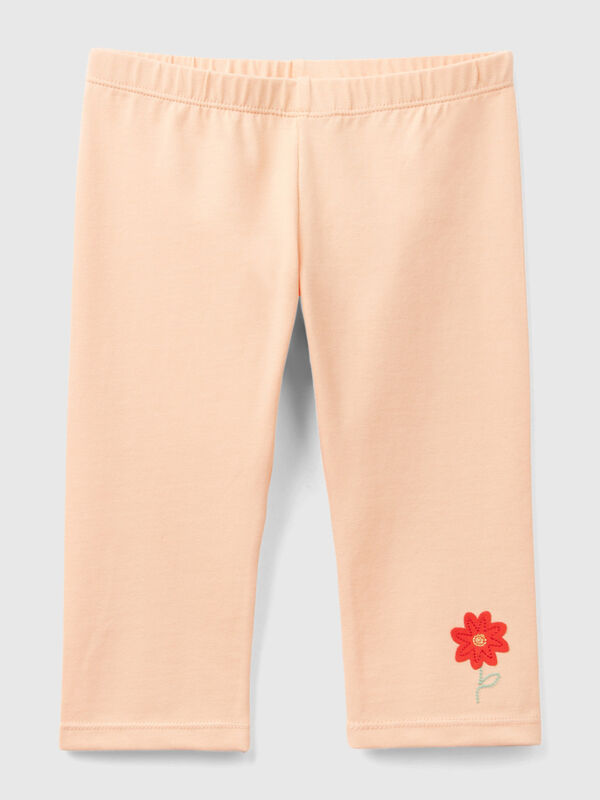 Leggings with embroidered flowers Junior Girl