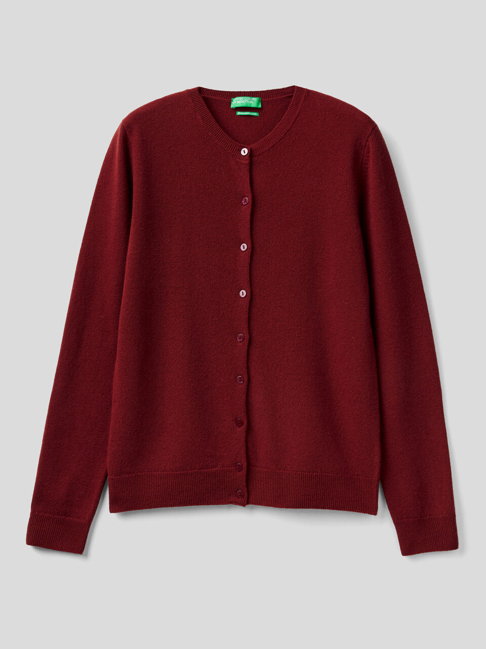 Crew neck cardigan in pure Merino wool image number 1