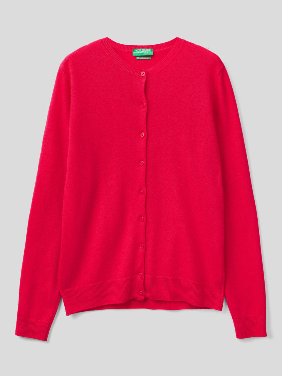 Crew neck cardigan in pure Merino wool image number 1
