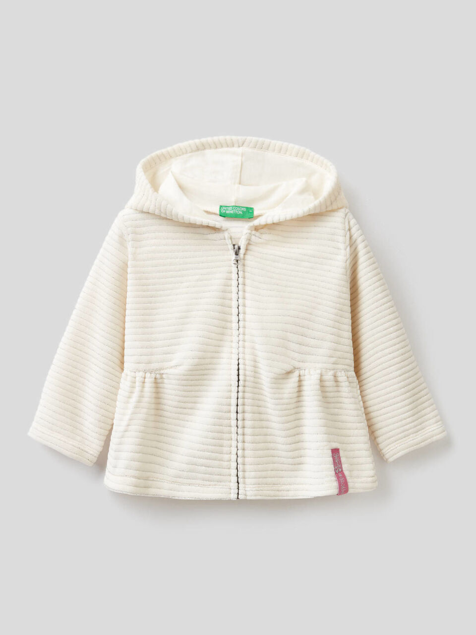 Chenille sweatshirt with zip and hood image number 1