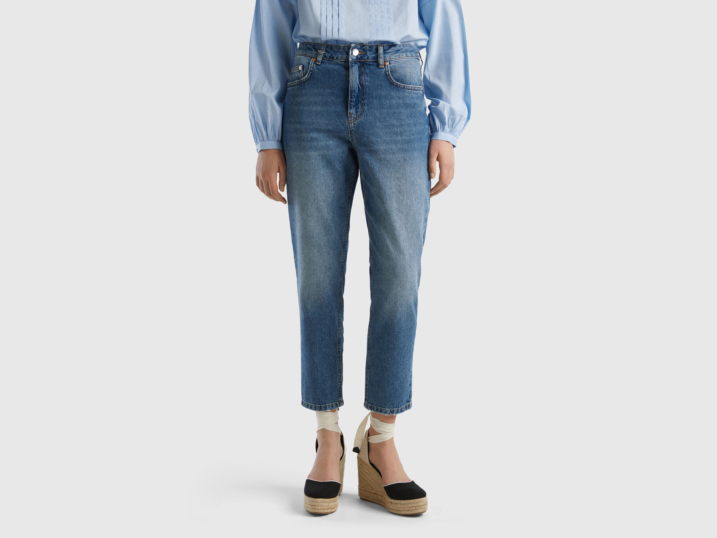 High waisted cropped clearance jeans