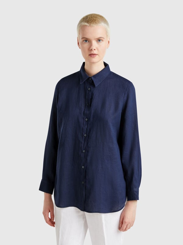 Long shirt in pure linen Women