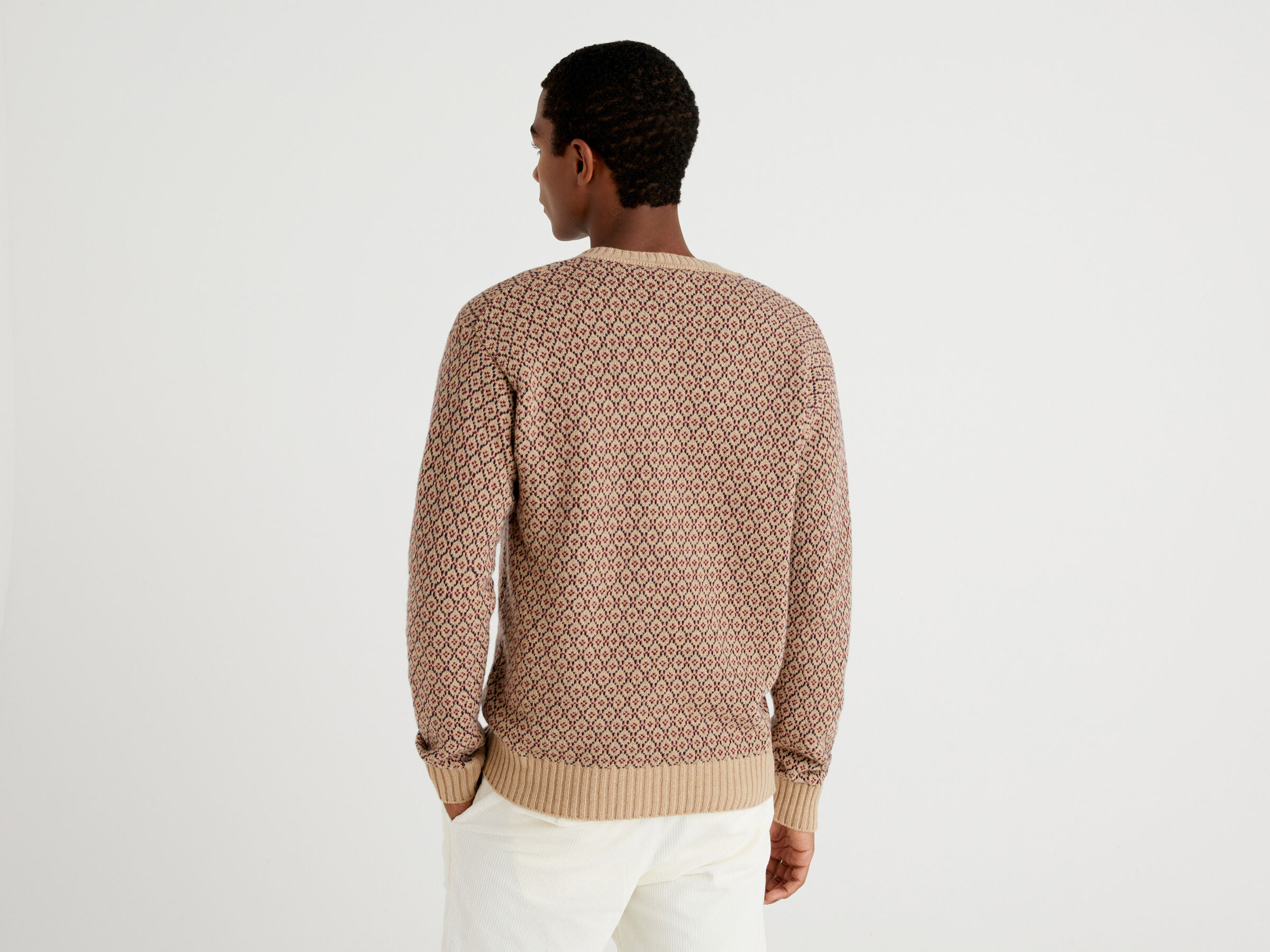 Sweater in jacquard wool blend image number 2