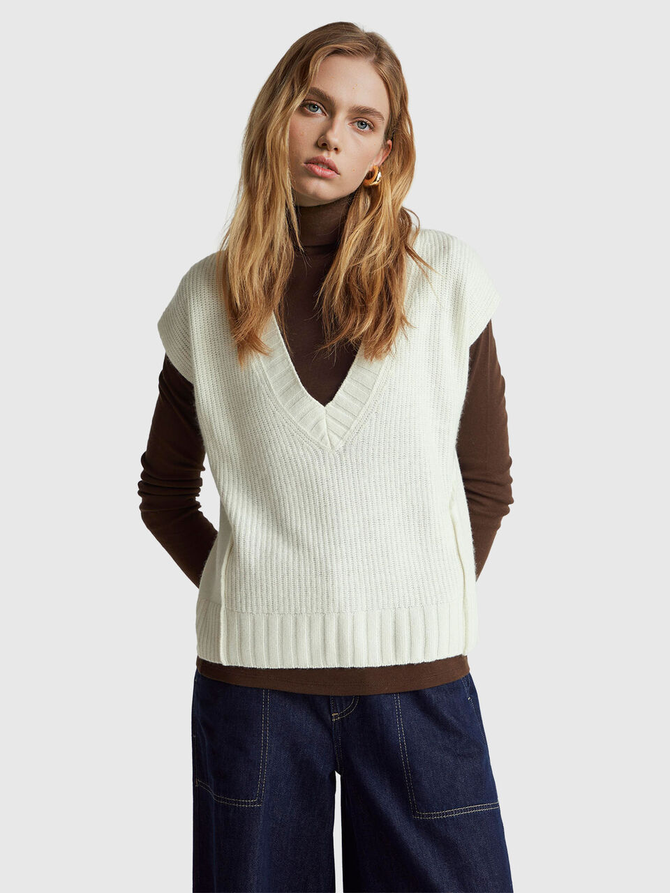 S/L V NECK SWEATER Women image number null