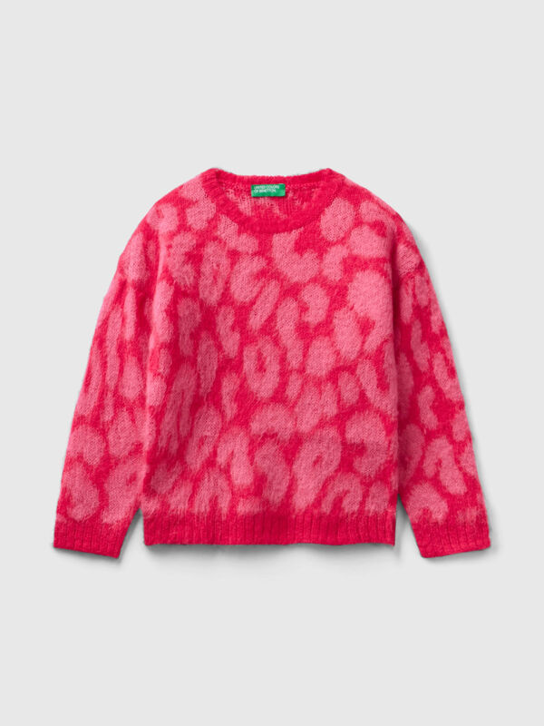 Animal print sweater in wool blend