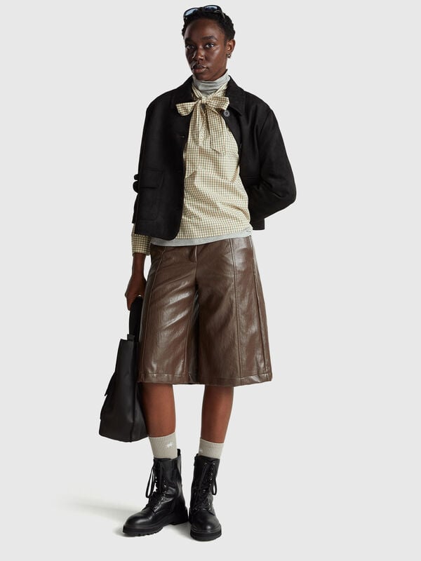 Check blouse with bow Women