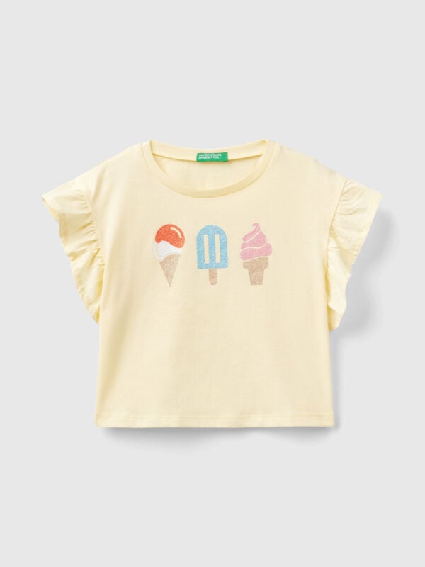 T-shirt with ice-cream print and glitter Junior Girl