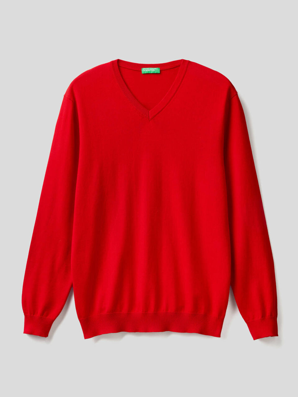 Pure cotton sweater with V-neck image number 1