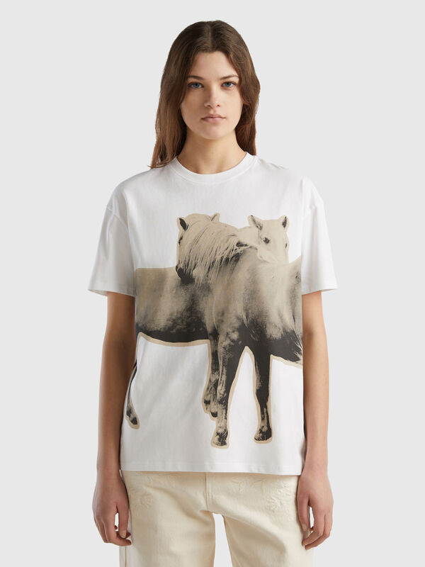 Warm t-shirt with horse print Women