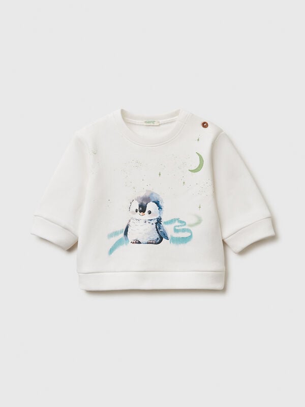 Hoodie with print in cotton blend New Born (0-18 months)