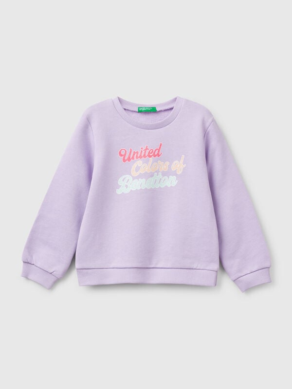 Sweatshirt in cotton with glittery print Junior Girl
