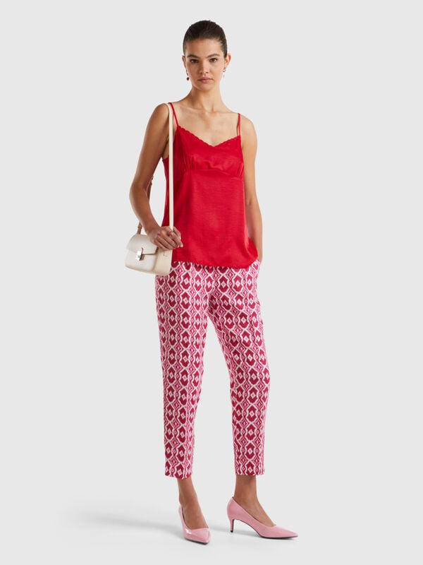 Printed linen trousers Women