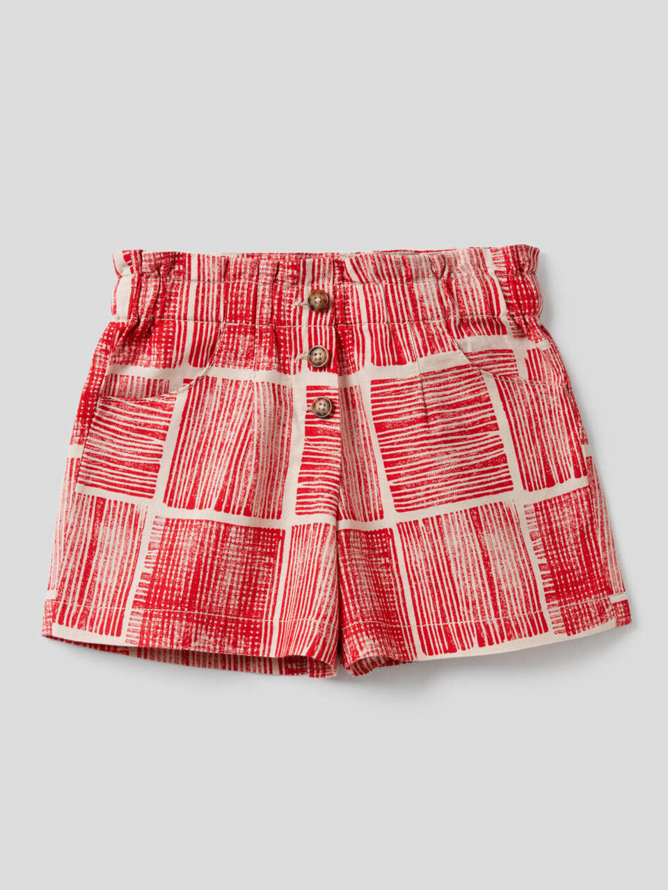 Printed shorts in cotton linen blend image number 1