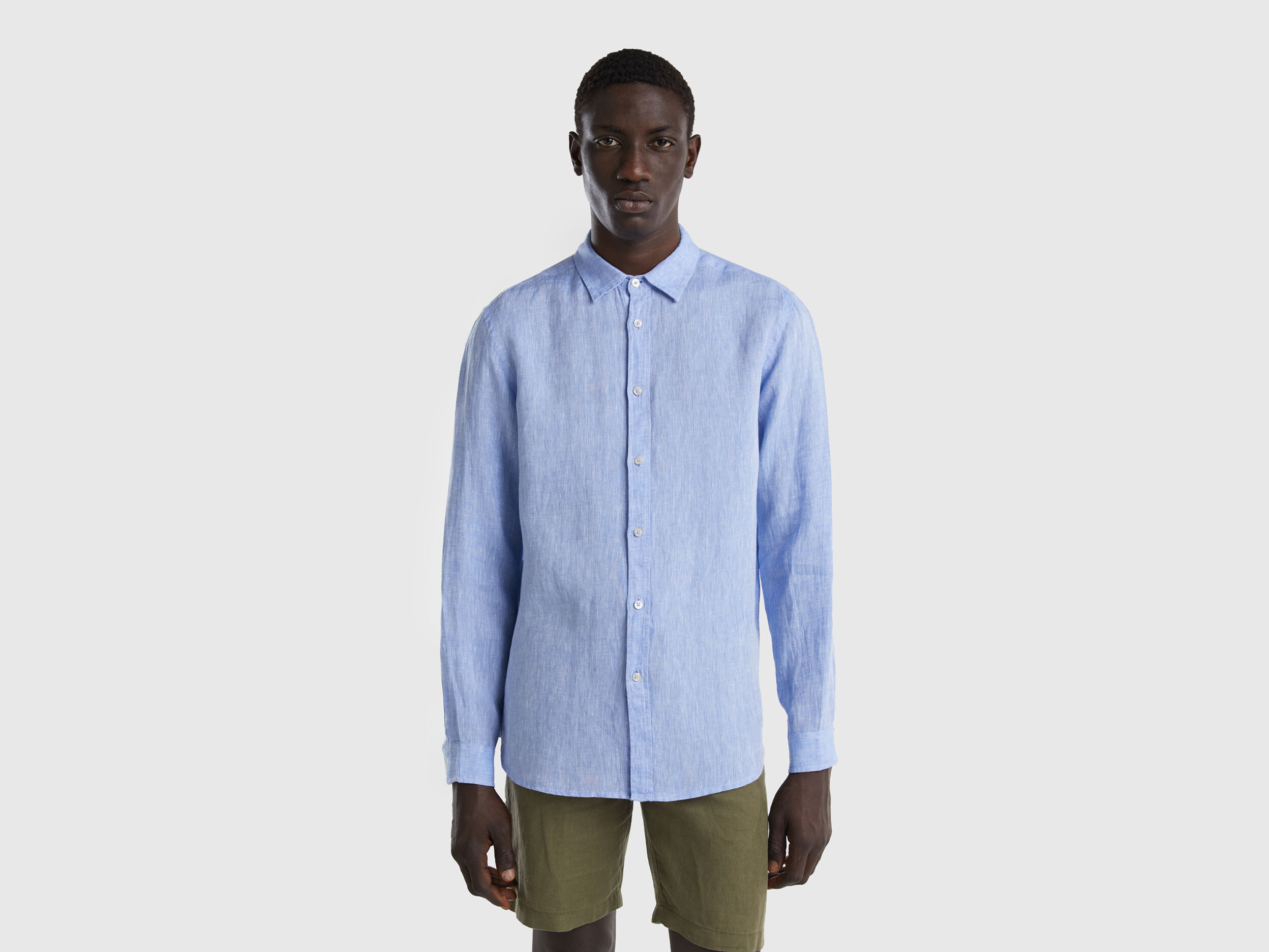 Linen blue shirt hotsell