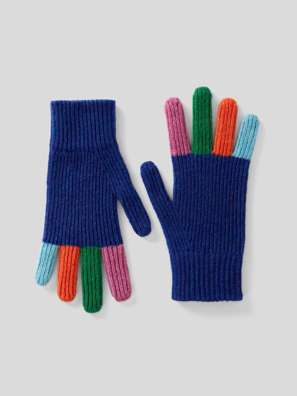 Multicolored gloves in pure Merino wool
