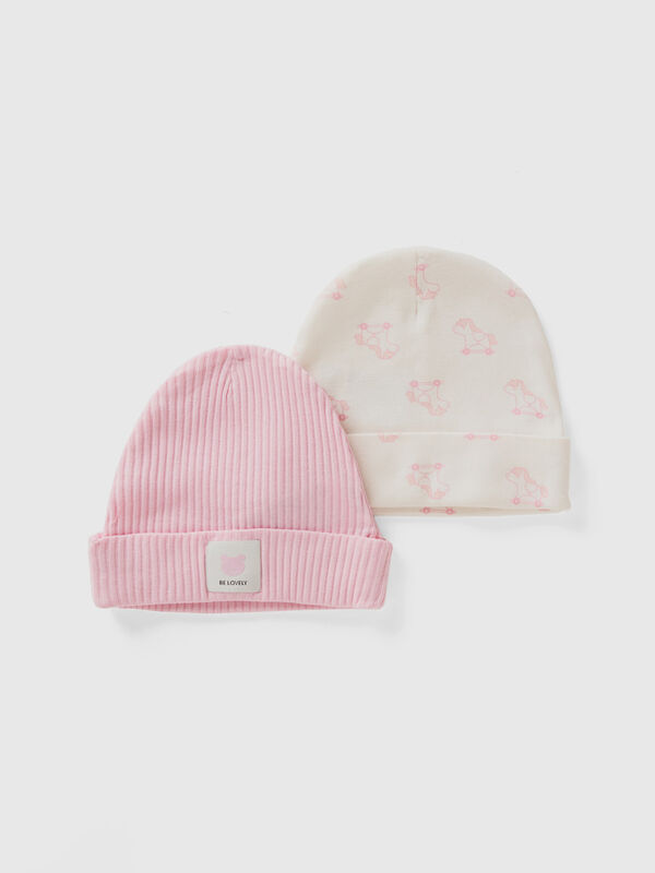 Two caps in organic cotton New Born (0-18 months)